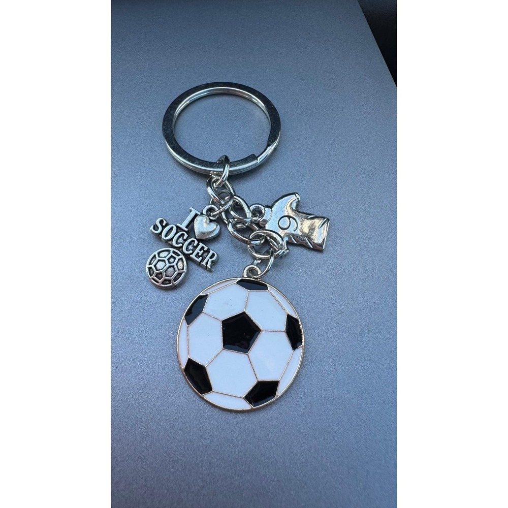 Soccer Ball‎ Keychain I Heart Soccer Jersey Number 9 Silver Tone Sports Charm
